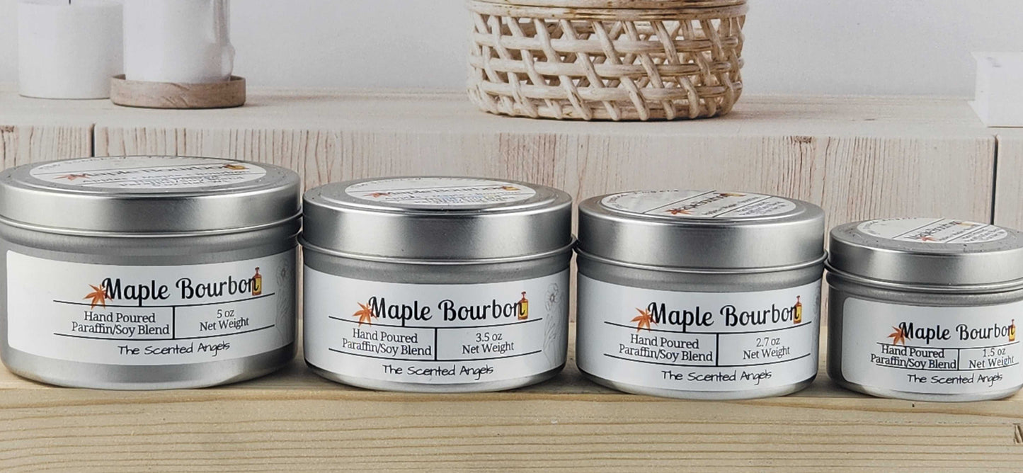 Maple Bourbon Scented Paraffin/Soy Wax Candle - Silver
