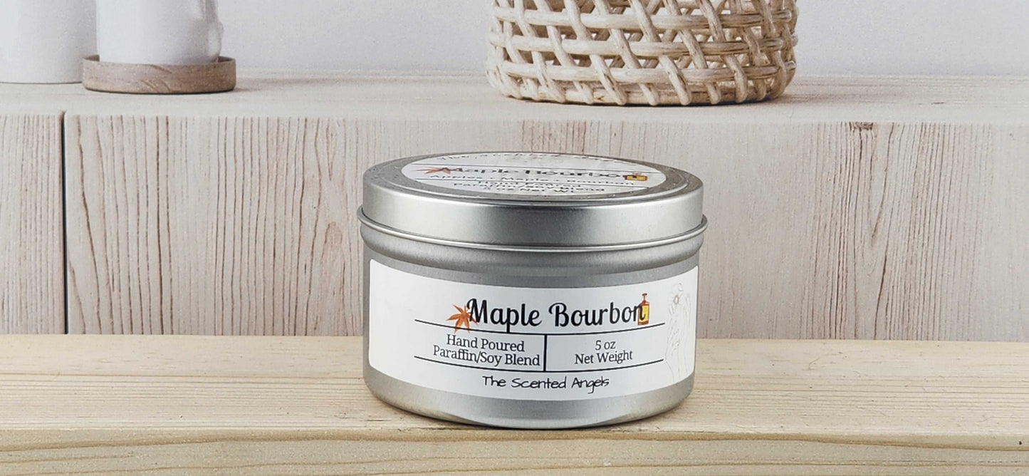 Maple Bourbon Scented Paraffin/Soy Wax Candle - Silver