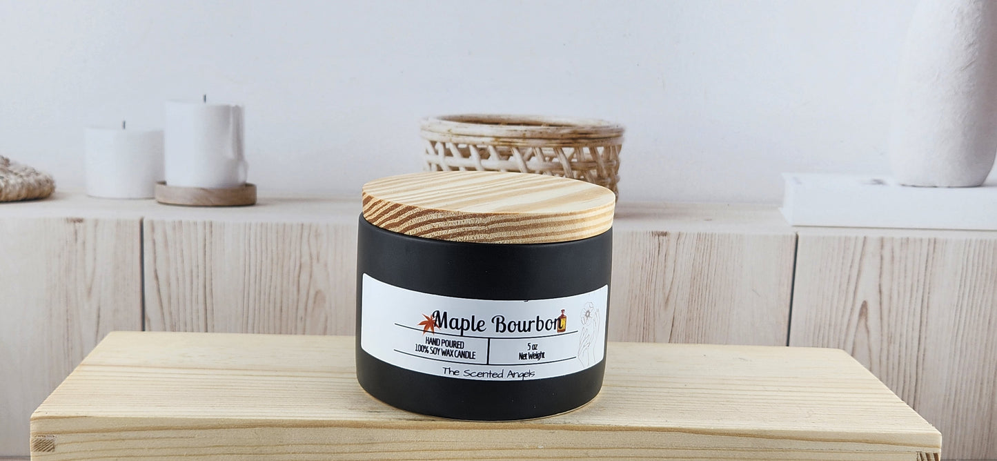 Maple Bourbon Scented 100% Soy Wax Candle - 3 Colors