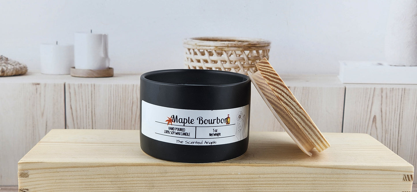 Maple Bourbon Scented 100% Soy Wax Candle - 3 Colors