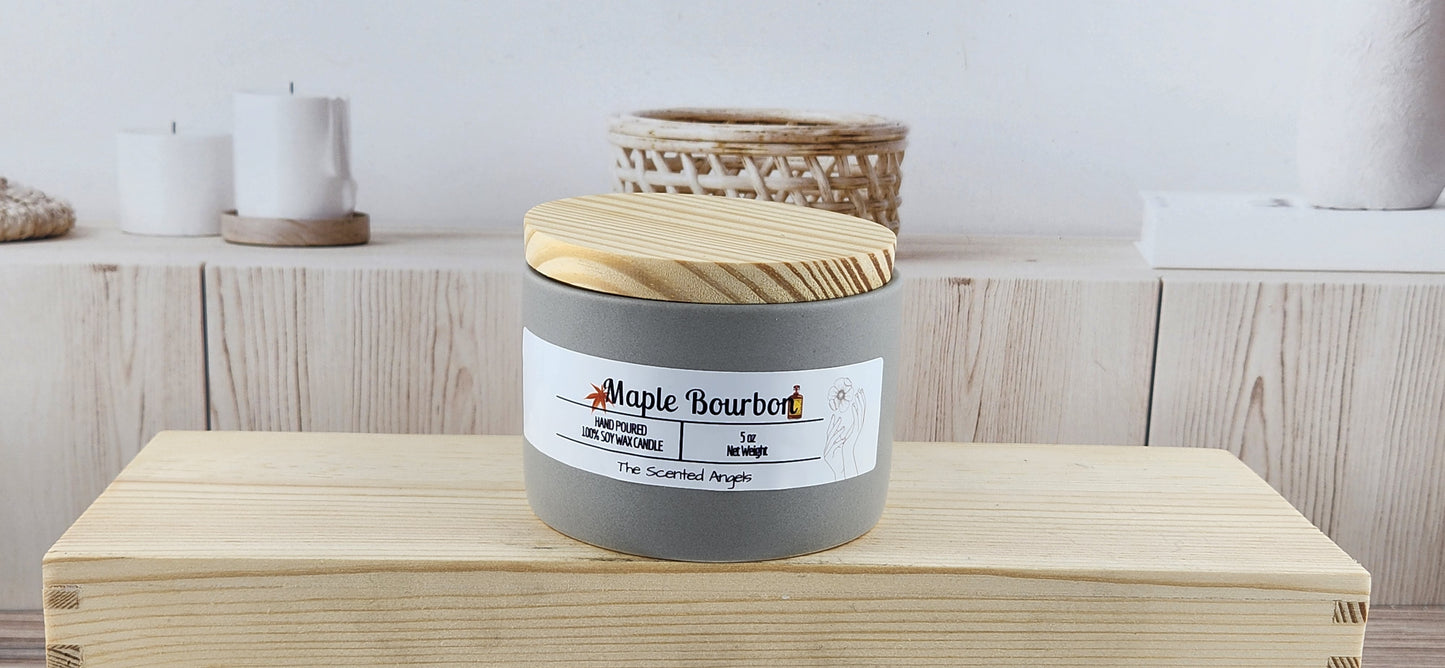 Maple Bourbon Scented 100% Soy Wax Candle - 3 Colors