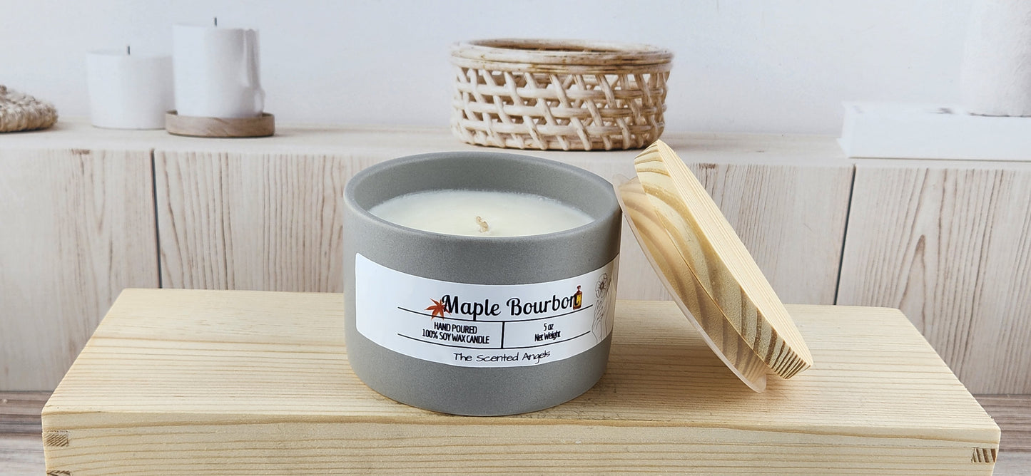 Maple Bourbon Scented 100% Soy Wax Candle - 3 Colors