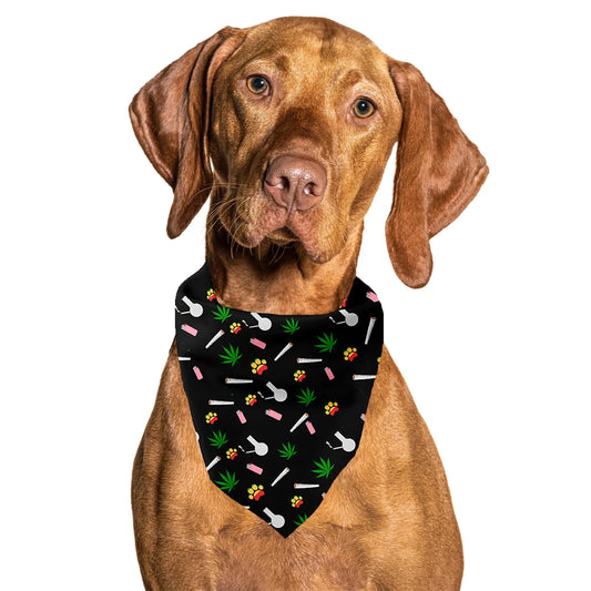 Marijuana Black Tie On Dog Bandana