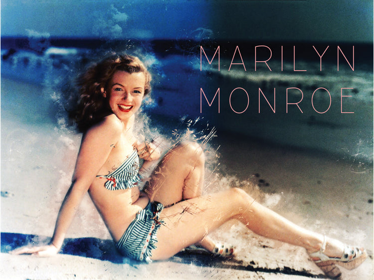 Marilyn Monroe Poster 1950's Retro Swimsuit Beach Photo Art Print (24"x18")