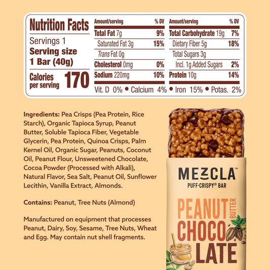 Mezcla Peanut Butter Chocolate Bars - 12 bars x 1.4 oz case