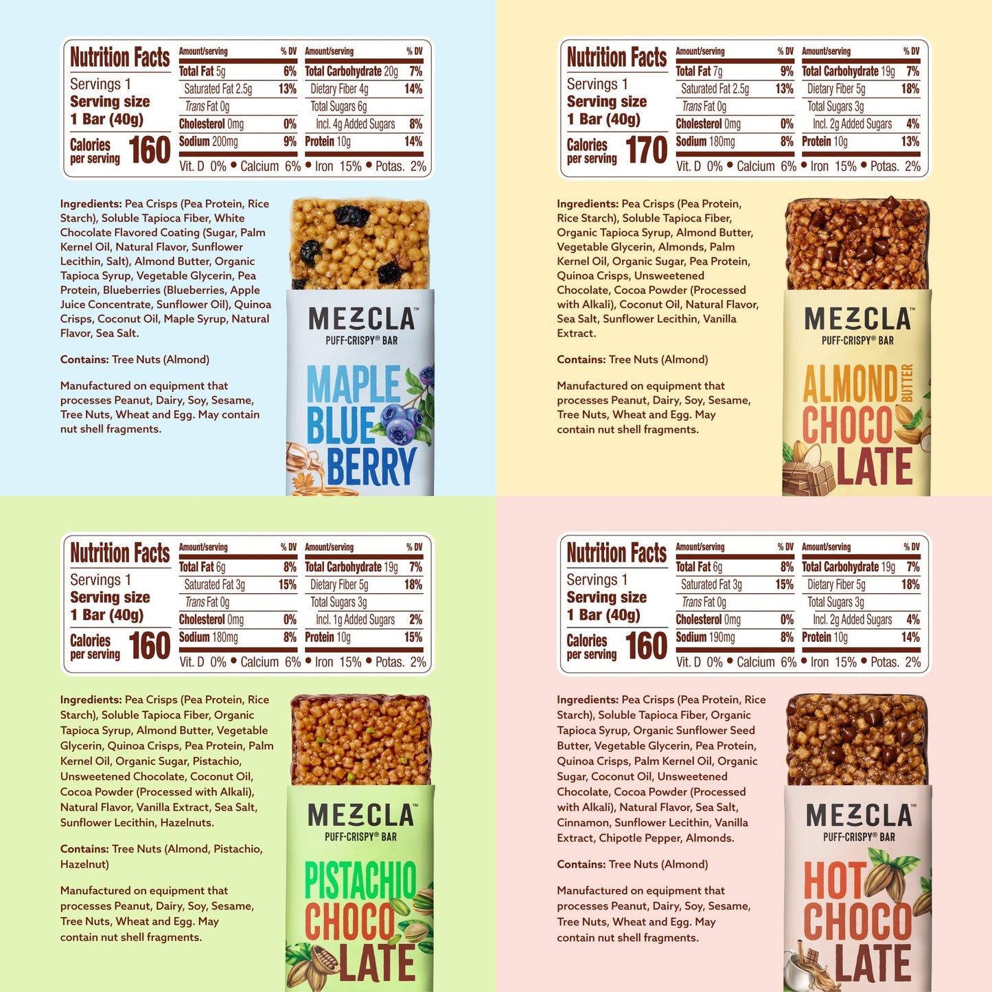 Mezcla Bars Variety Pack Sampler - 8 Bars x 1.4 oz case