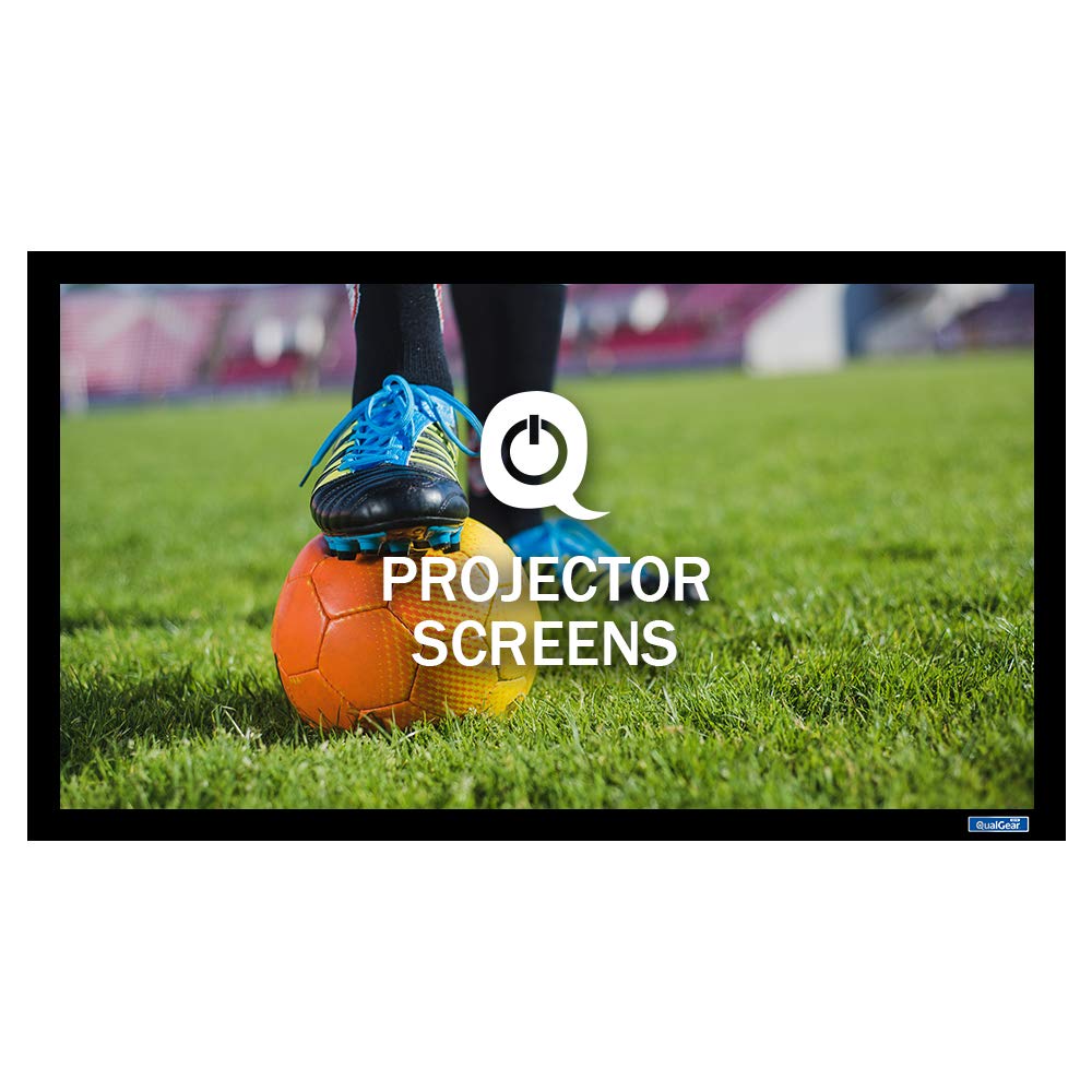 QualGear 100-In 16:9 Fixed Frame Projector Screen, 4K HD Ultra White, 1.2 Gain, QG-PS-FF6-169-100-W