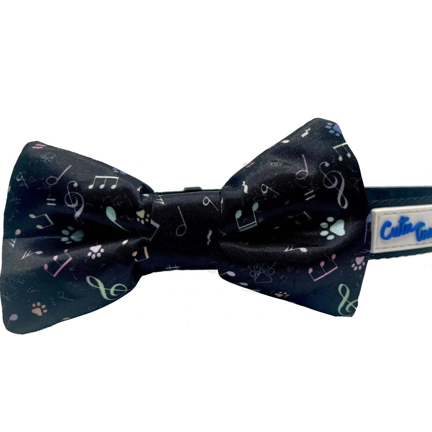 Music Notes Black Dog Bow Tie