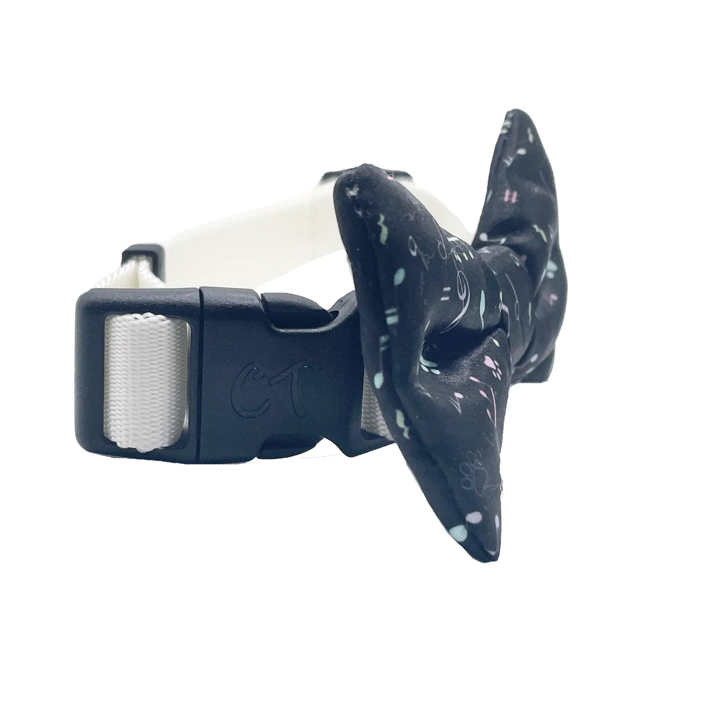 Music Notes Black Dog Bow Tie