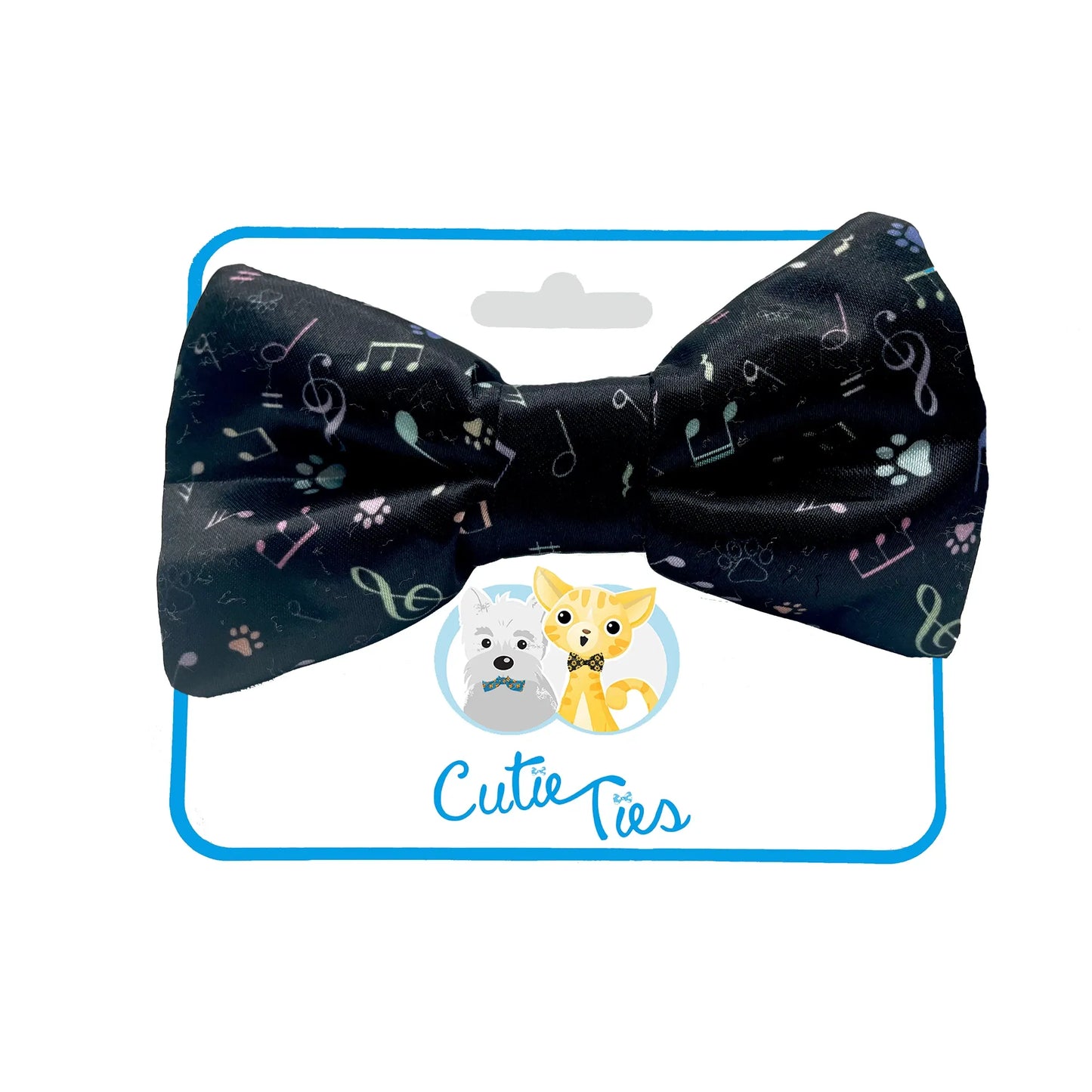 Music Notes Black Dog Bow Tie