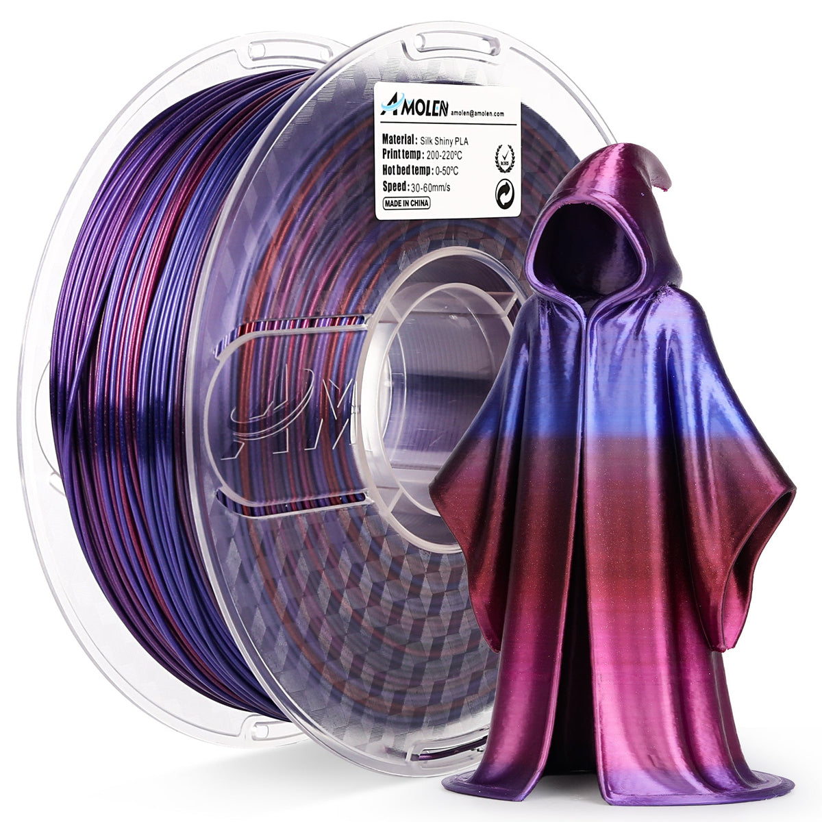 PLA Silk Shiny Gradient 1.75mm, 1KG/2.2LB