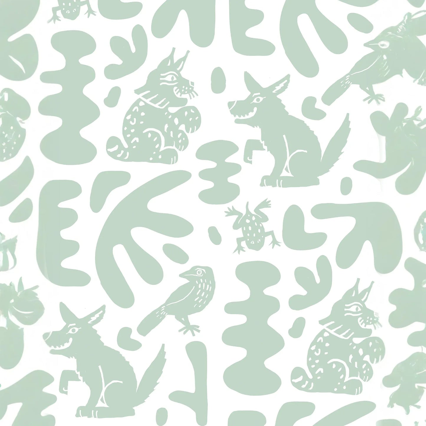 Abstract Animales Wallpaper, mint