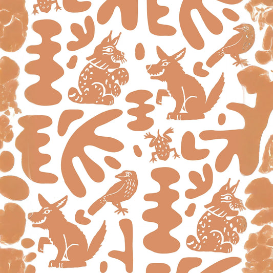 Abstract Animales Wallpaper, terra cotta
