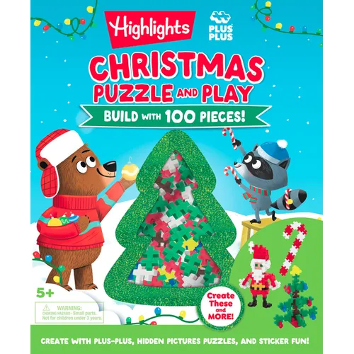 Christmas Puzzle and Play: Build with 100 Pieces!: Holiday Set with Hidden Objects and Plus-Plus Building Blocks for Kids Ages 5 and Up