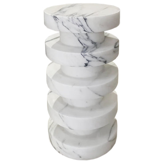 New York Marble Plinth Designer Side Table Polished (D)12" (H)24"