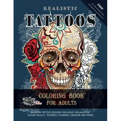Realistic Tattoos Coloring Book for Adults