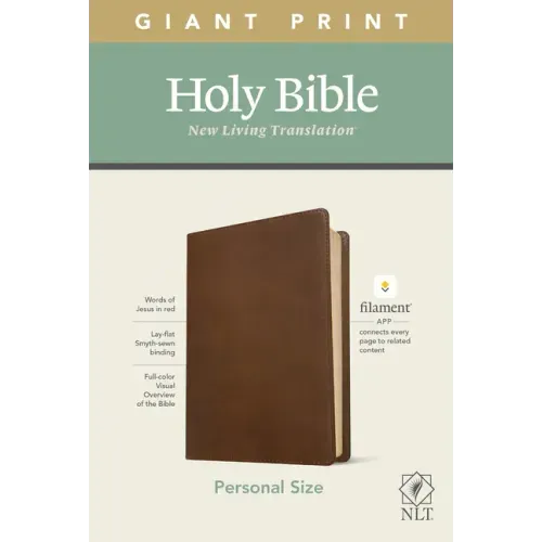 NLT Personal Size Giant Print Bible, Filament Enabled Edition (Red Letter, Leatherlike, Rustic Brown)