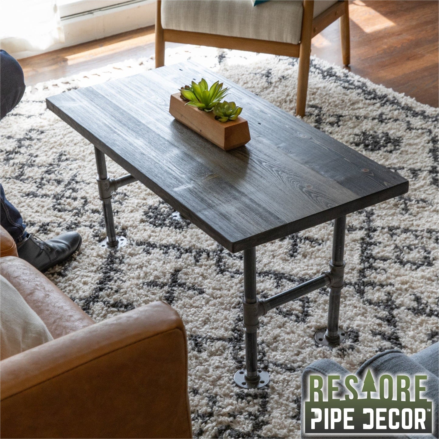 RESTORE Boulder Black Solid Wood Coffee Tabletop