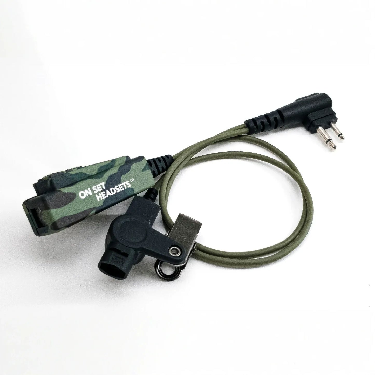 On Set Headsets™️ "The Shorty" Chest Pack Compatible FilmPro Walkie Surveillance Headset with 2-Pin Motorola M1 Connector -  (Black, Camo)