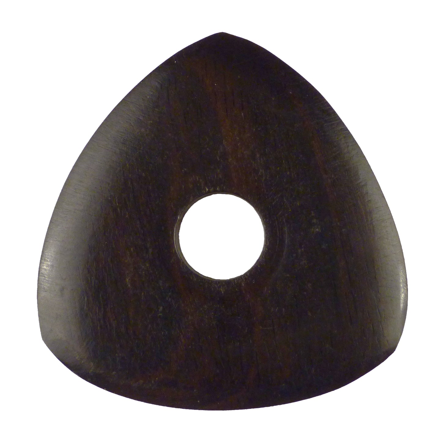 Ebony Wood Guitar Or Bass Pick - 4.0 mm Ultra Heavy Gauge - 346 Contoured Triangle With Grip Hole Shape - Natural Finish Handmade Specialty Exotic Plectrum