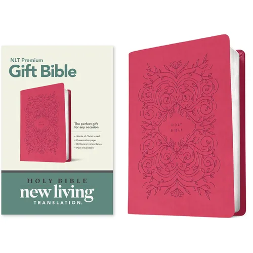 Premium Gift Bible NLT (Leatherlike, Very Berry Pink Vines, Red Letter)