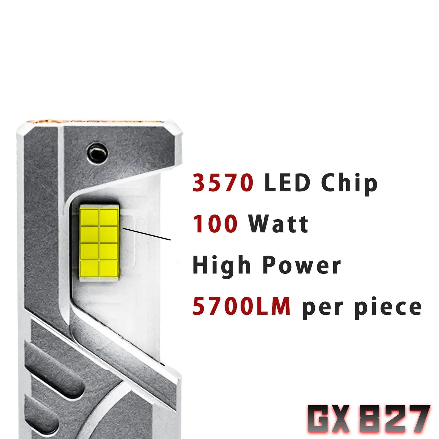 HYUGA H1 H4 H7 H8 H9 H11 9005 9006 9012 LED Bulbs 100W 11400LM 6000K White for Headlight Fog Light | GX827 Series, Pack of 2