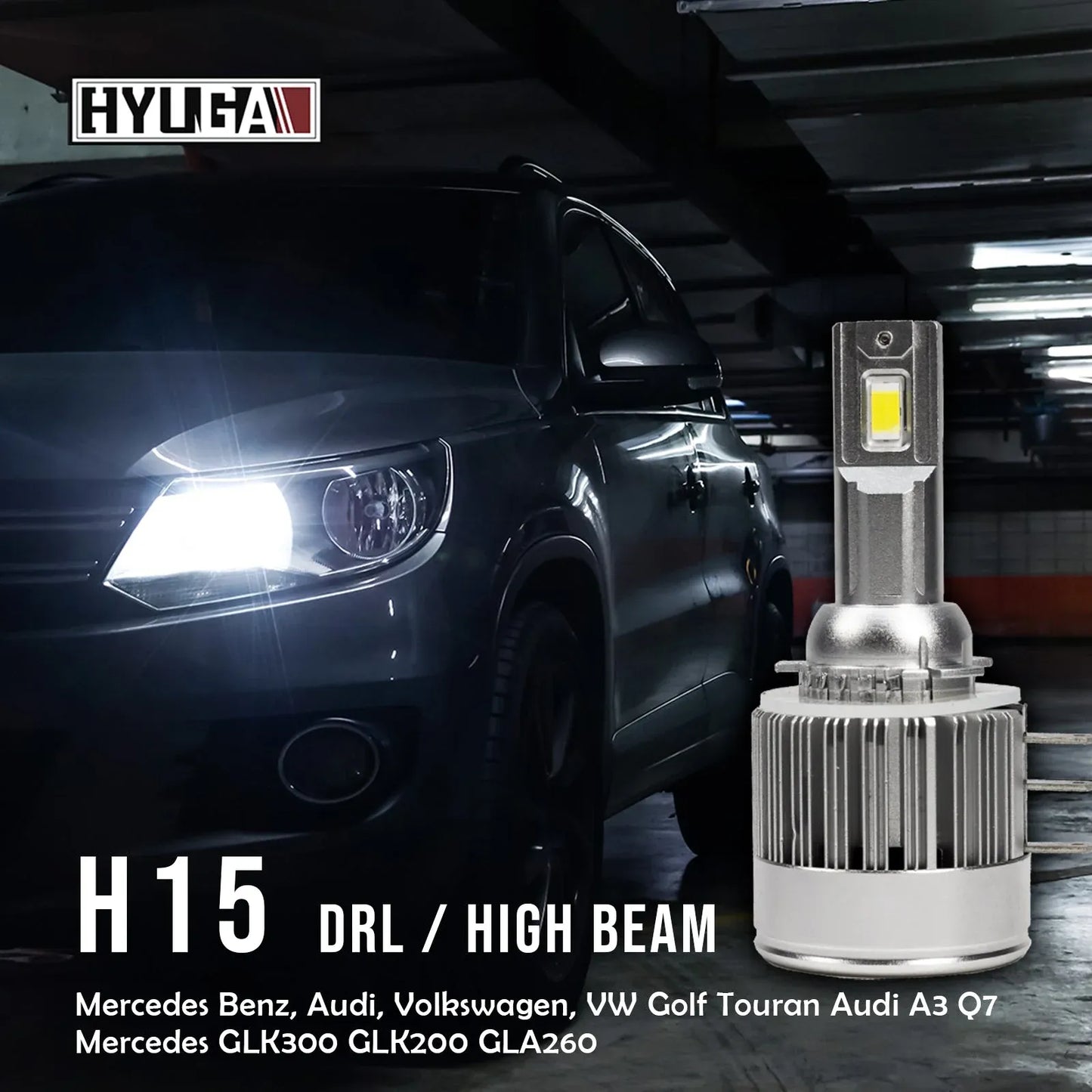 H15 LED High Beam Headlight DRL Plug & Play HYUGA Decoded Ford VW KUGA MAZDA AUDI