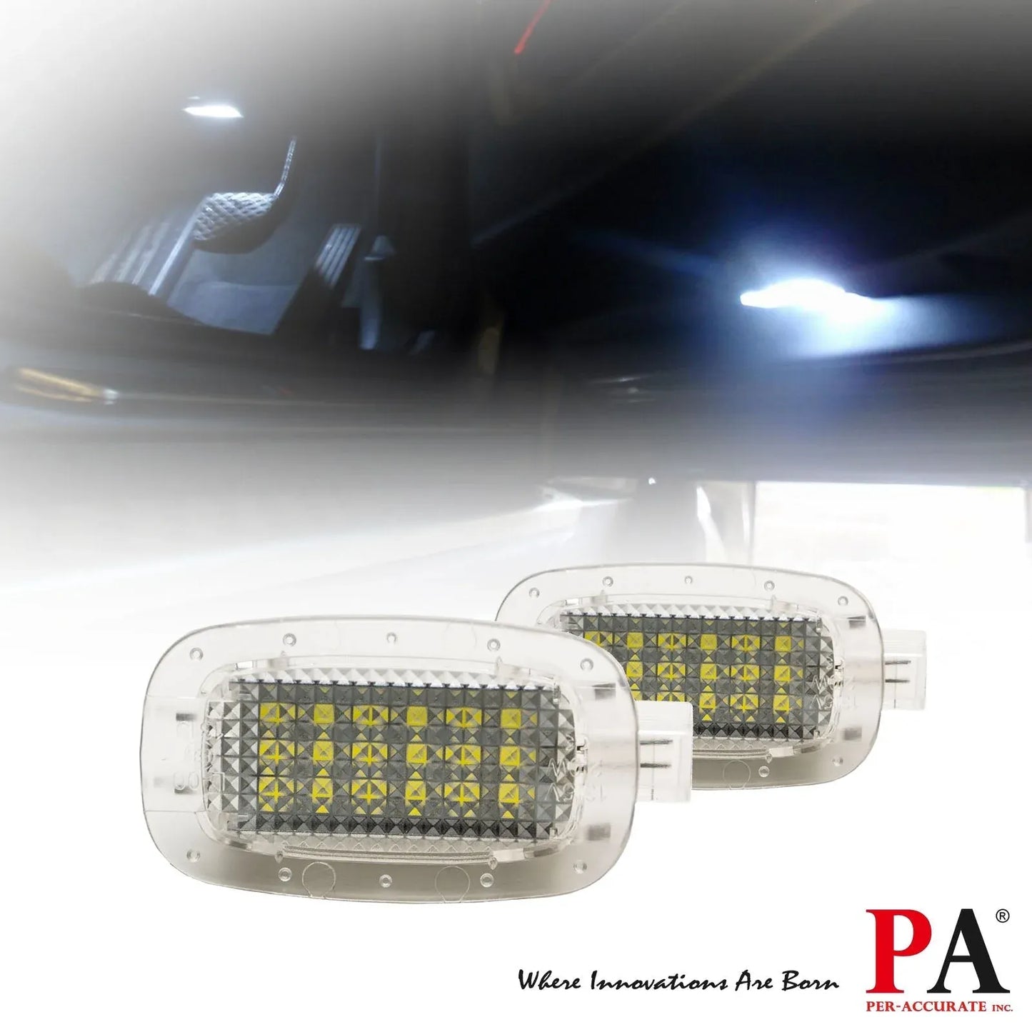 PA 2x18SMD LED Plate Light for BENZ Side Door Courtesy Footwell Vanity Mirror Trunk Glovebox Lamp(Pack of 2)