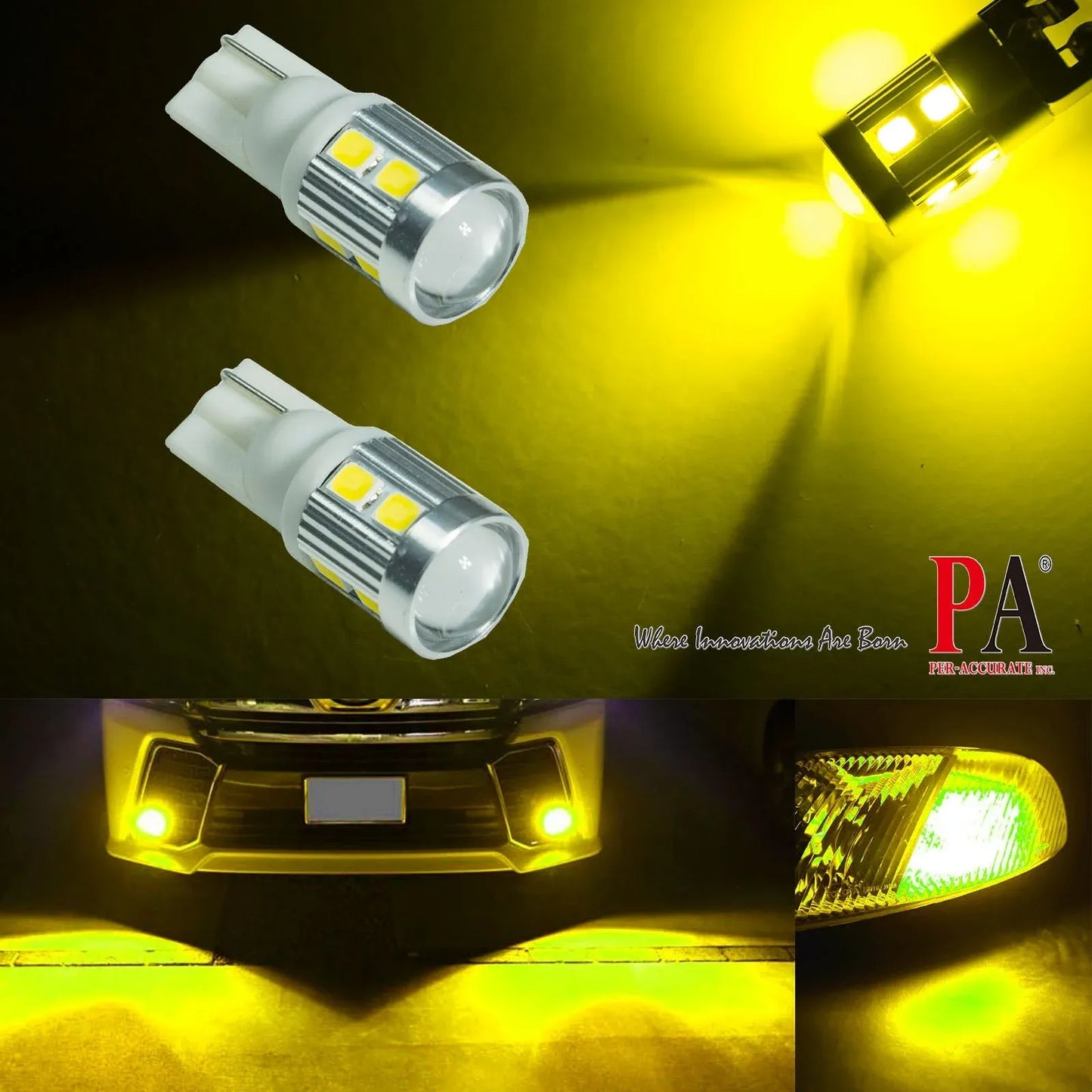 Golden Yellow T10 , T20 (7443) , 1156 (BA15S) LED 2835 SMD Automotive Motorcycle Light Bulb For Turn Signal DRL Interior Light