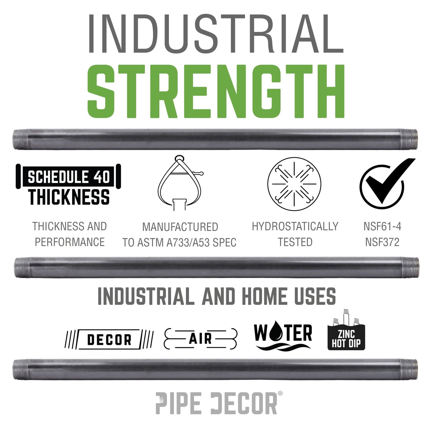 2 in. x 4 in. Galvanized Pipe