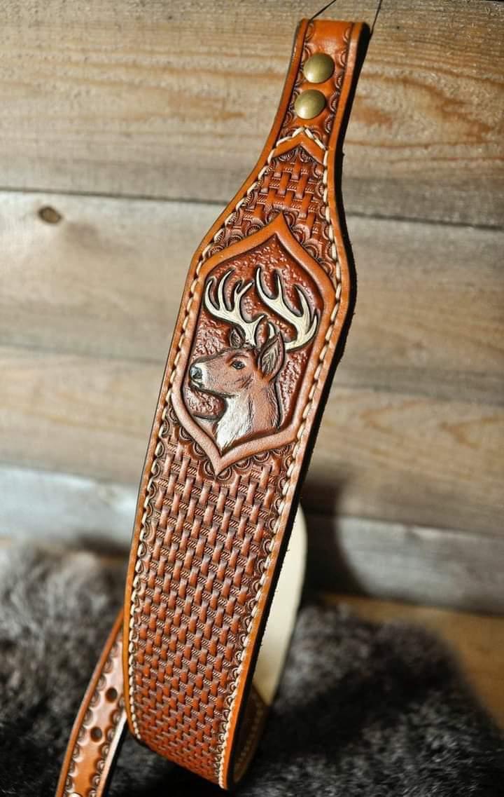 Custom Hand Tooled Rifle Sling - Premium Leather - Personalized