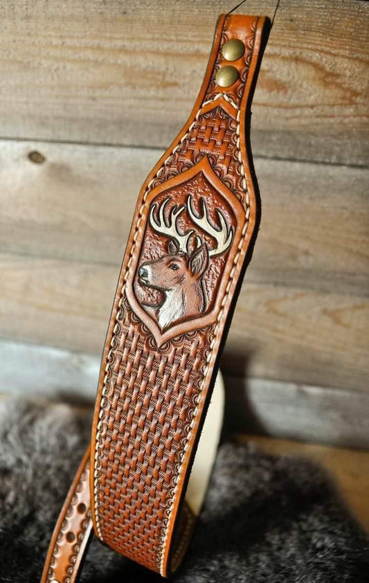 Custom Hand Tooled Rifle Sling - Premium Leather - Personalized