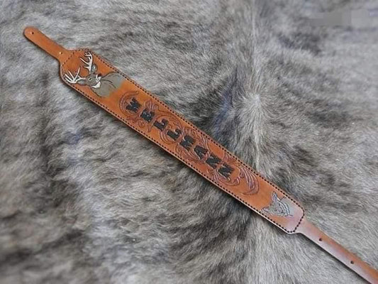 Custom Hand Tooled Rifle Sling - Premium Leather - Personalized