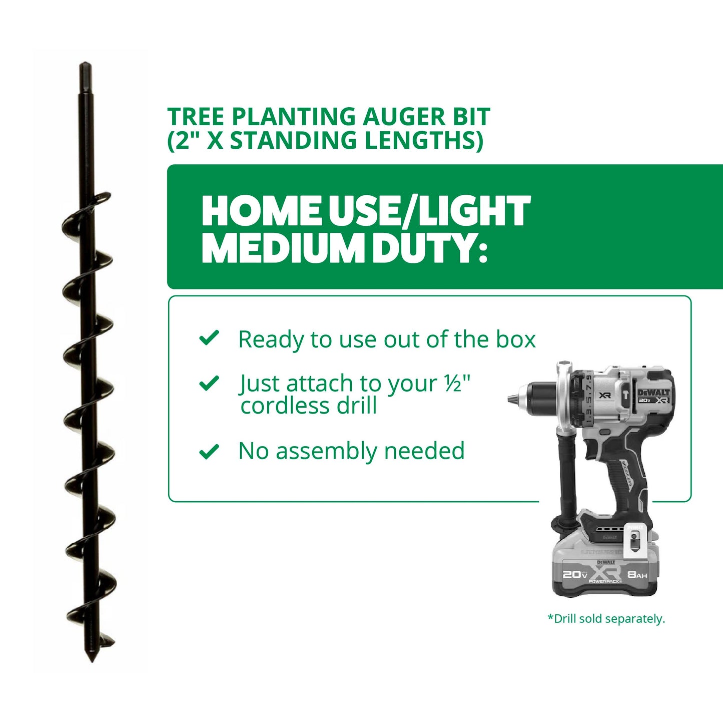 Tree Planting Auger Bit (2" x Standing Lengths)