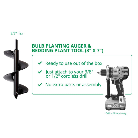 Bulb Planting Auger & Bedding Plant Tool (3" x 7")