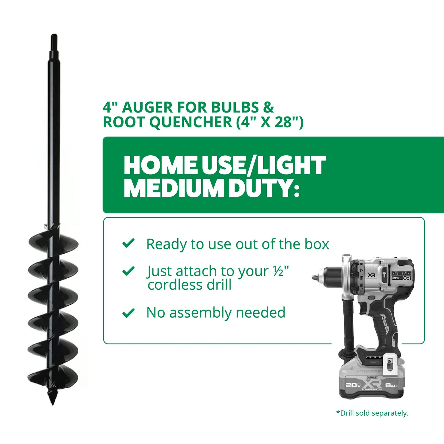 4-Inch Auger for Bulbs and Root Quencher Installation (4" x 28")