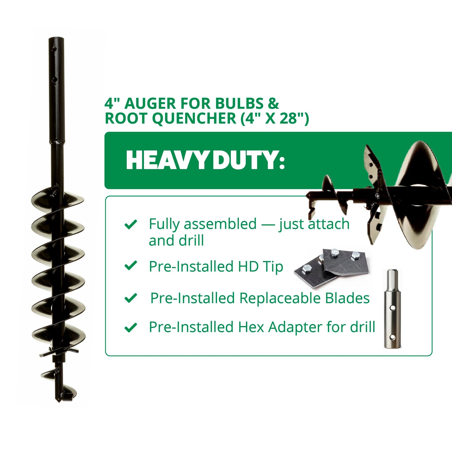 4-Inch Auger for Bulbs and Root Quencher Installation (4" x 28")