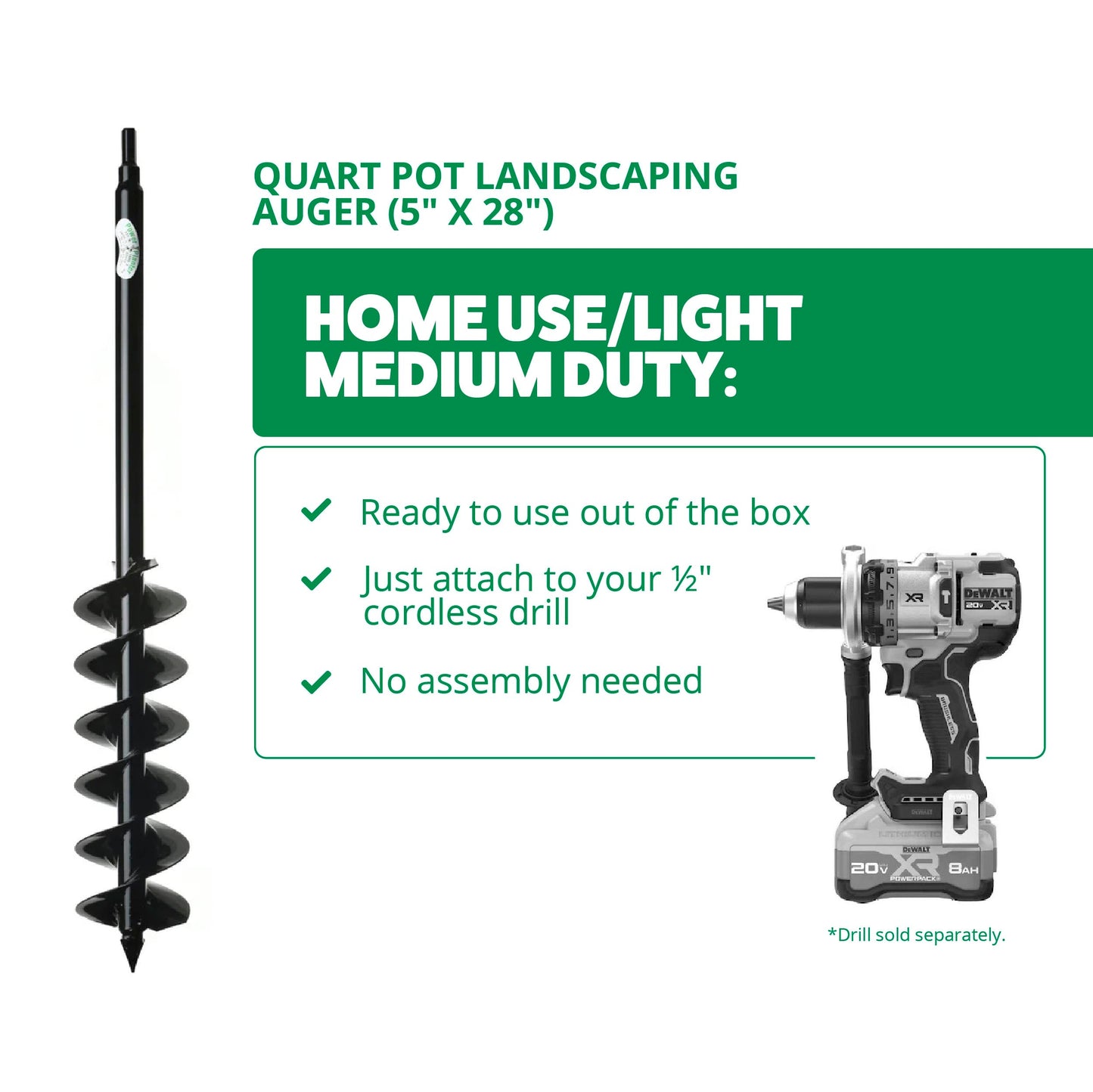 Quart Pot Landscaping Auger (5" x 28")