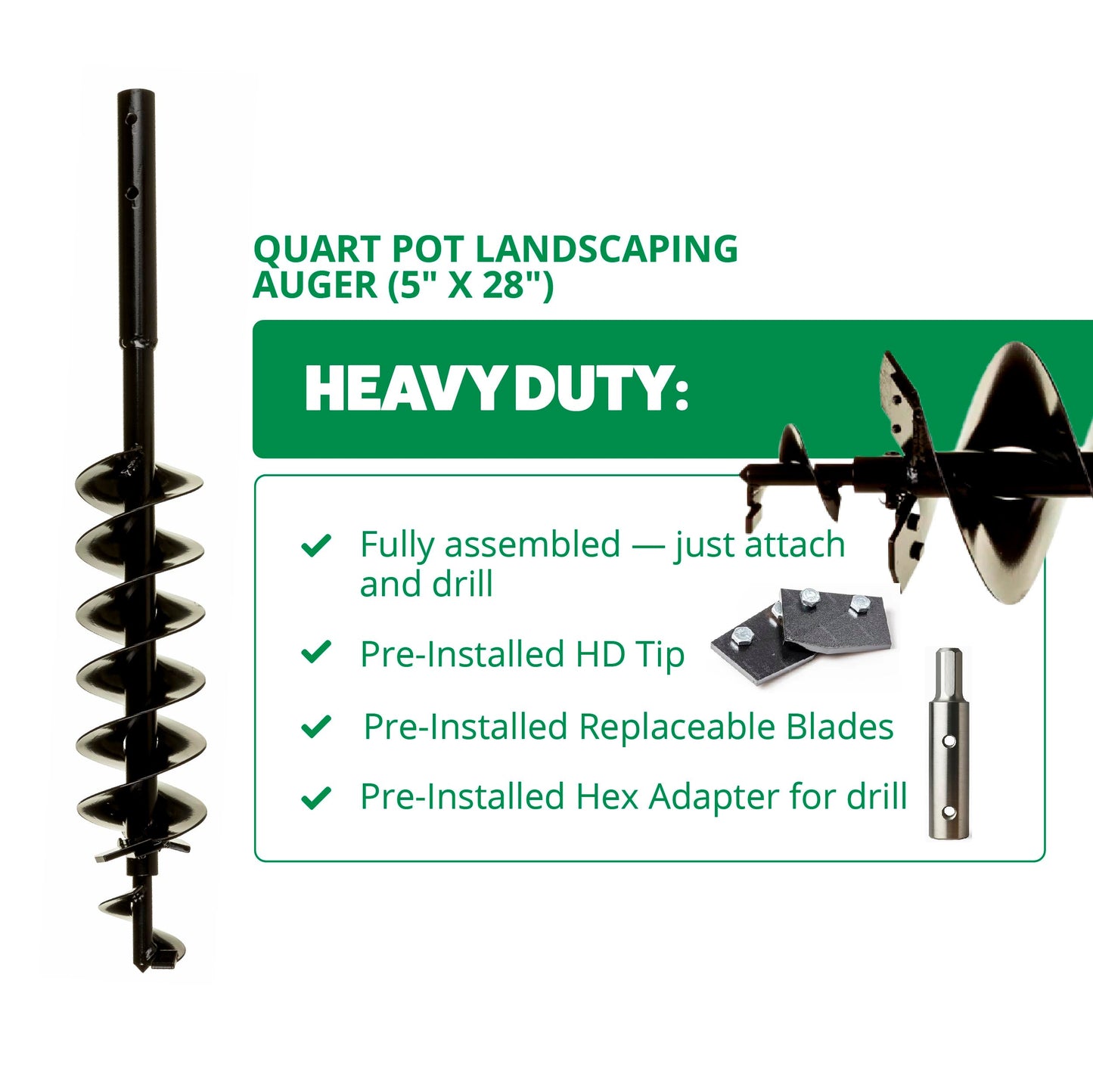 Quart Pot Landscaping Auger (5" x 28")