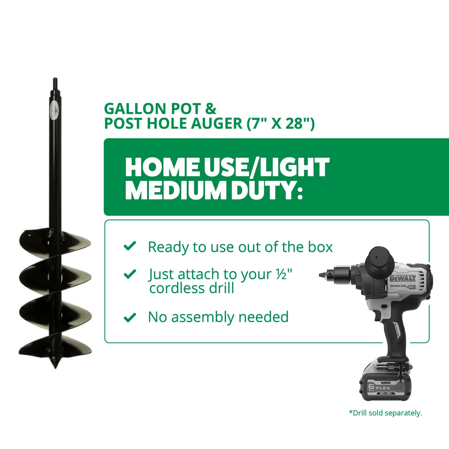 Gallon Pot & Post Hole Auger (7" x 28")