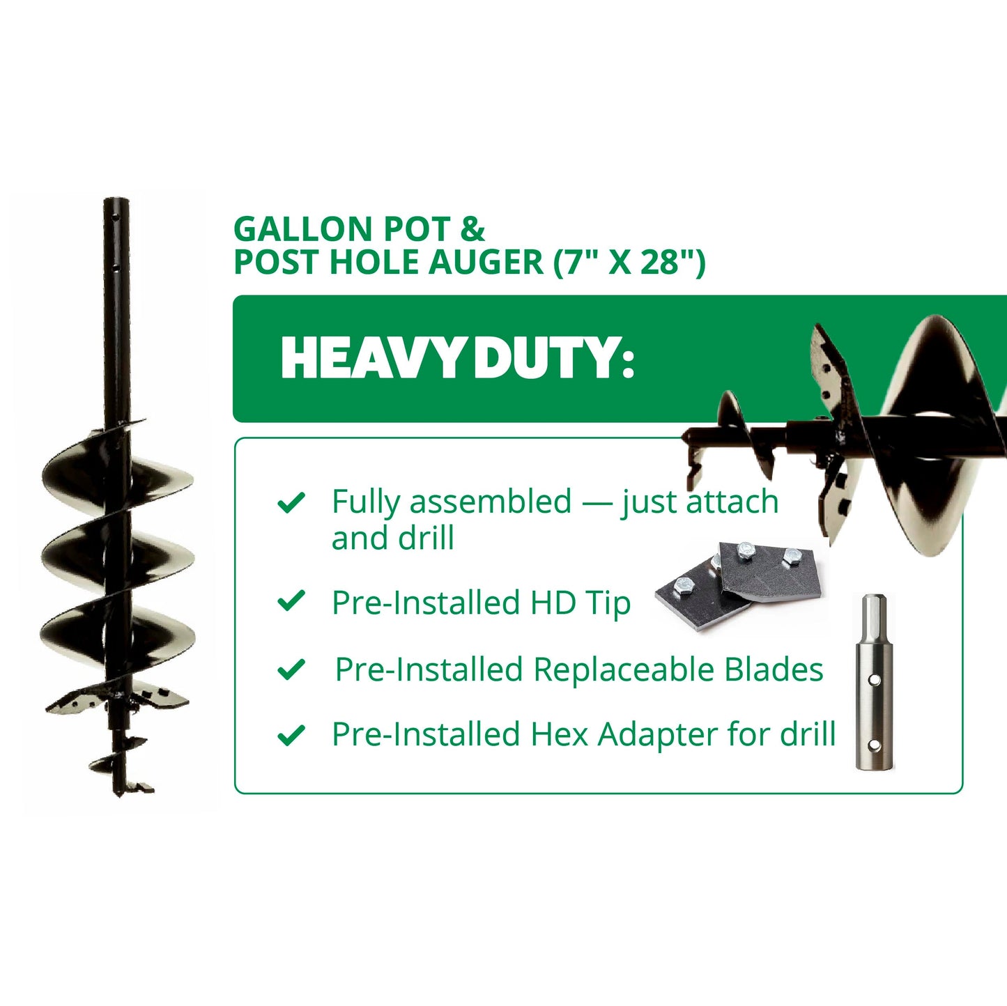 Gallon Pot & Post Hole Auger (7" x 28")