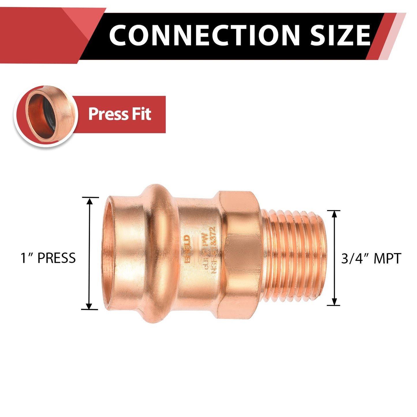1" Press Copper x 3/4" Male Threaded Adapter (Lead Free)