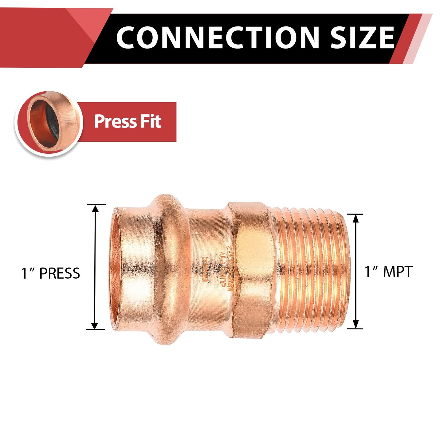 1" Press Copper x 1" Male Threaded Adapter (Lead Free)