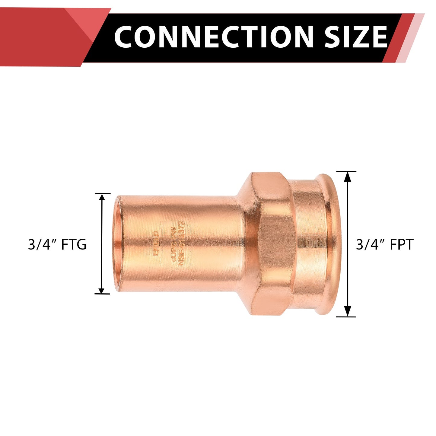 1/2"  FTG Press x 1/2" Female Threaded Copper Street Adapter (Lead Free)