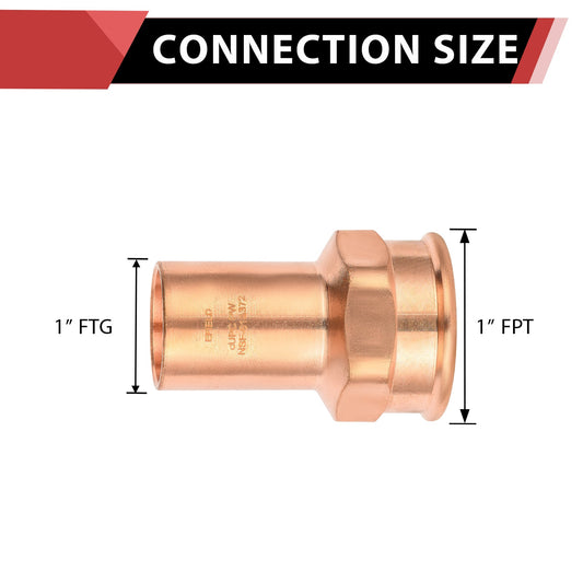 1"  FTG Press x 1" Female Threaded Copper Street Adapter (Lead Free)