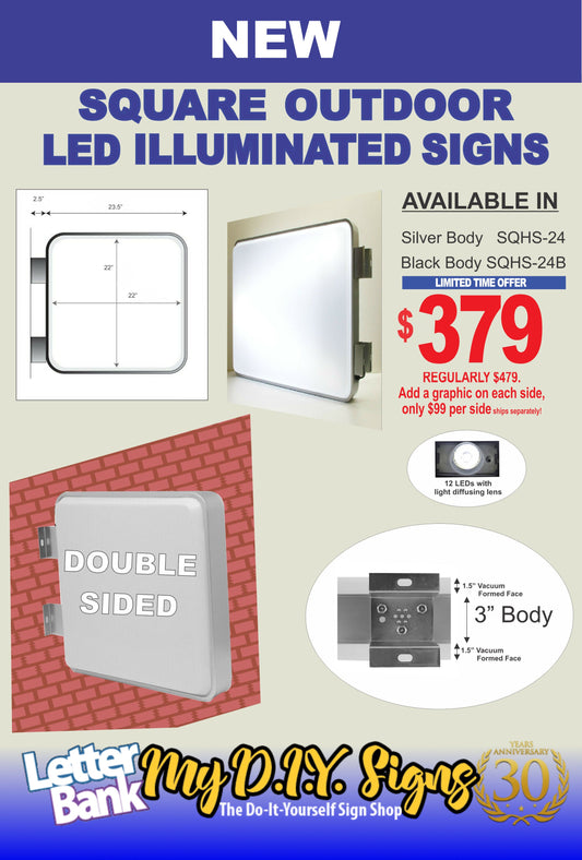 Trendy Square Outdoor Lighted LED Sign Cabinet. Add graphics!