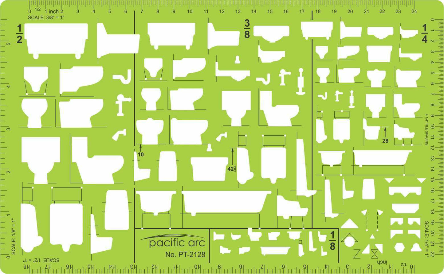Pacific Arc, Architecture Template, Drawing aid stencil for professional or school work, for architects, draftsmen, and artists