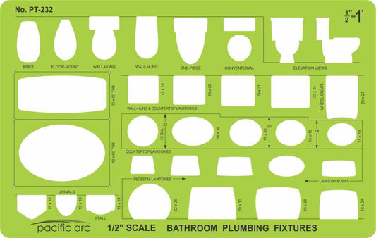 Pacific Arc, Architecture Template, Drawing aid stencil for professional or school work, for architects, draftsmen, and artists