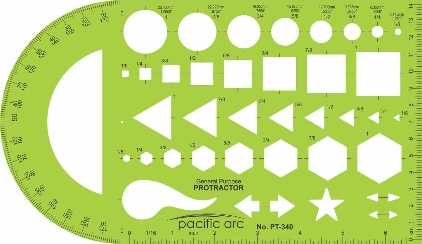 Pacific Arc - General Purpose Templates - Stencils for Drafting and Circle Drawing - Professional or School work, for architects, designers, draftsmen, and artists