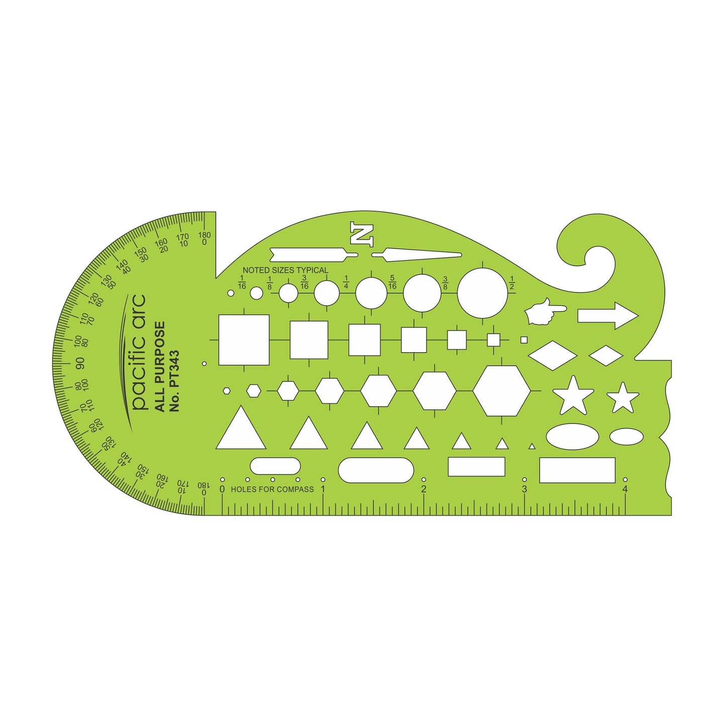 Pacific Arc - General Purpose Templates - Stencils for Drafting and Circle Drawing - Professional or School work, for architects, designers, draftsmen, and artists